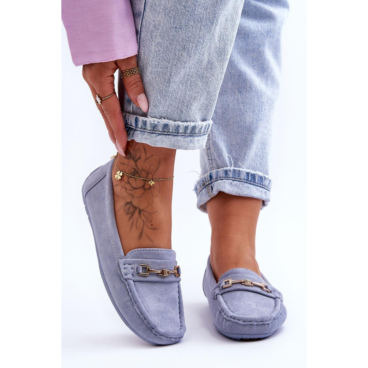Dámske klasické semišové Corinell Blue Loafers - Modrá
