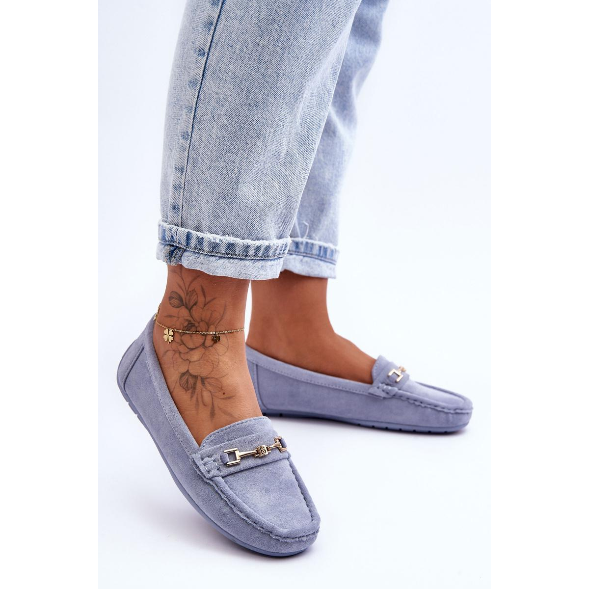 Dámske klasické semišové Corinell Blue Loafers - Modrá