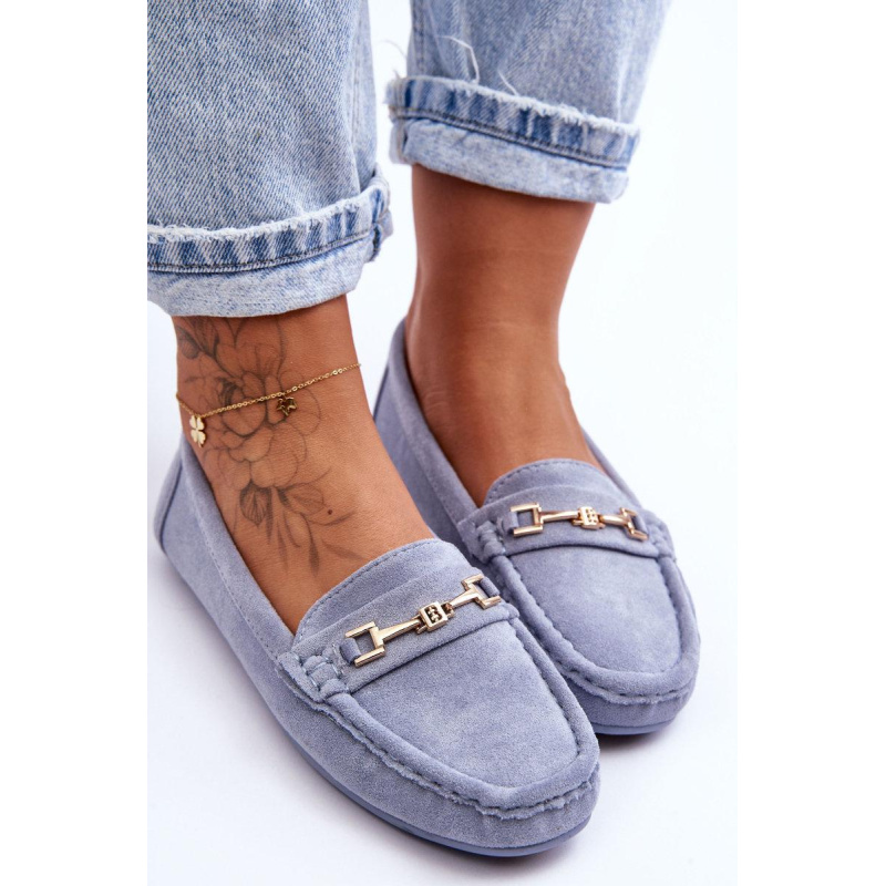 Dámske klasické semišové Corinell Blue Loafers - Modrá