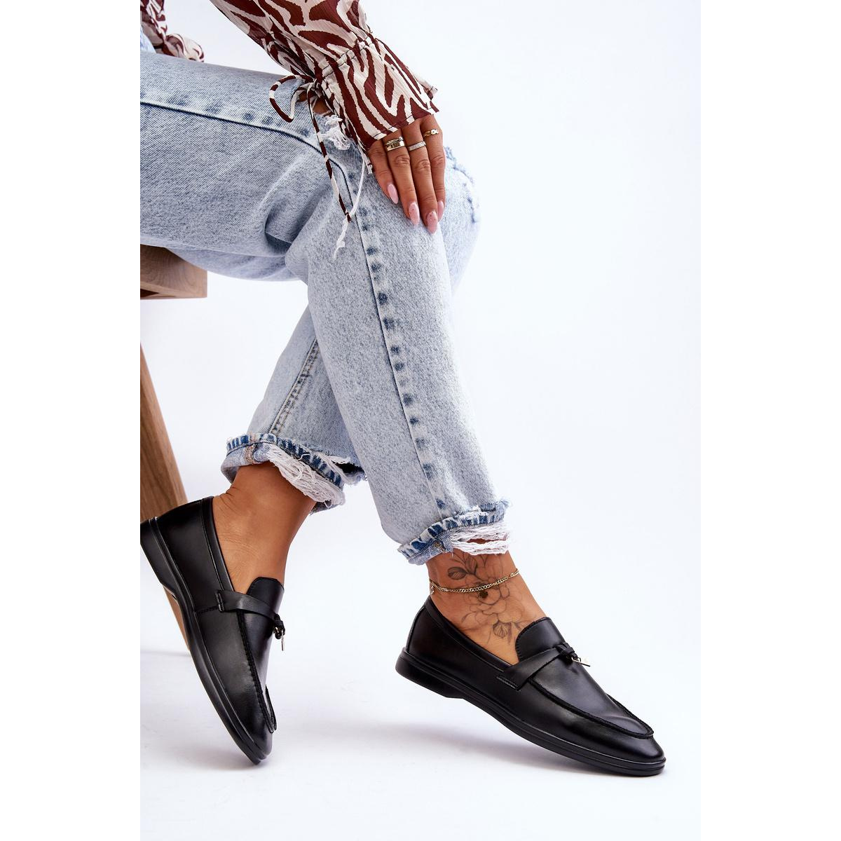 Klasické ženské mokasy Black Cortez - Čierna