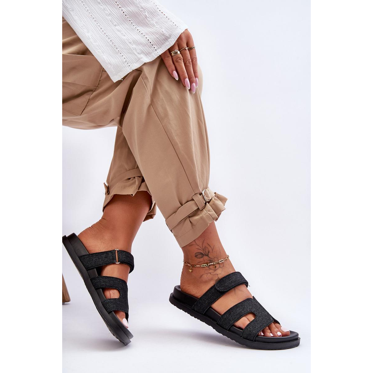 Ženské látky Jose's Black Selcro Flip Flops - Čierna