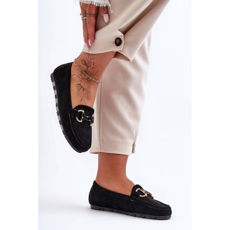 Dámske semišové mokasíny s ornamentom Black Dionira - Čierna