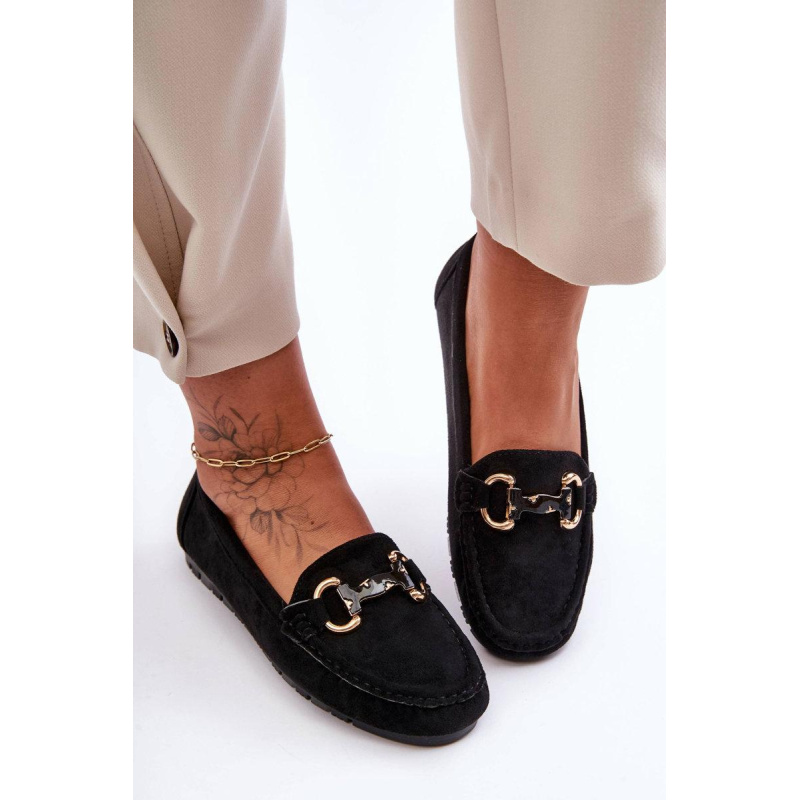 Dámske semišové mokasíny s ornamentom Black Dionira - Čierna
