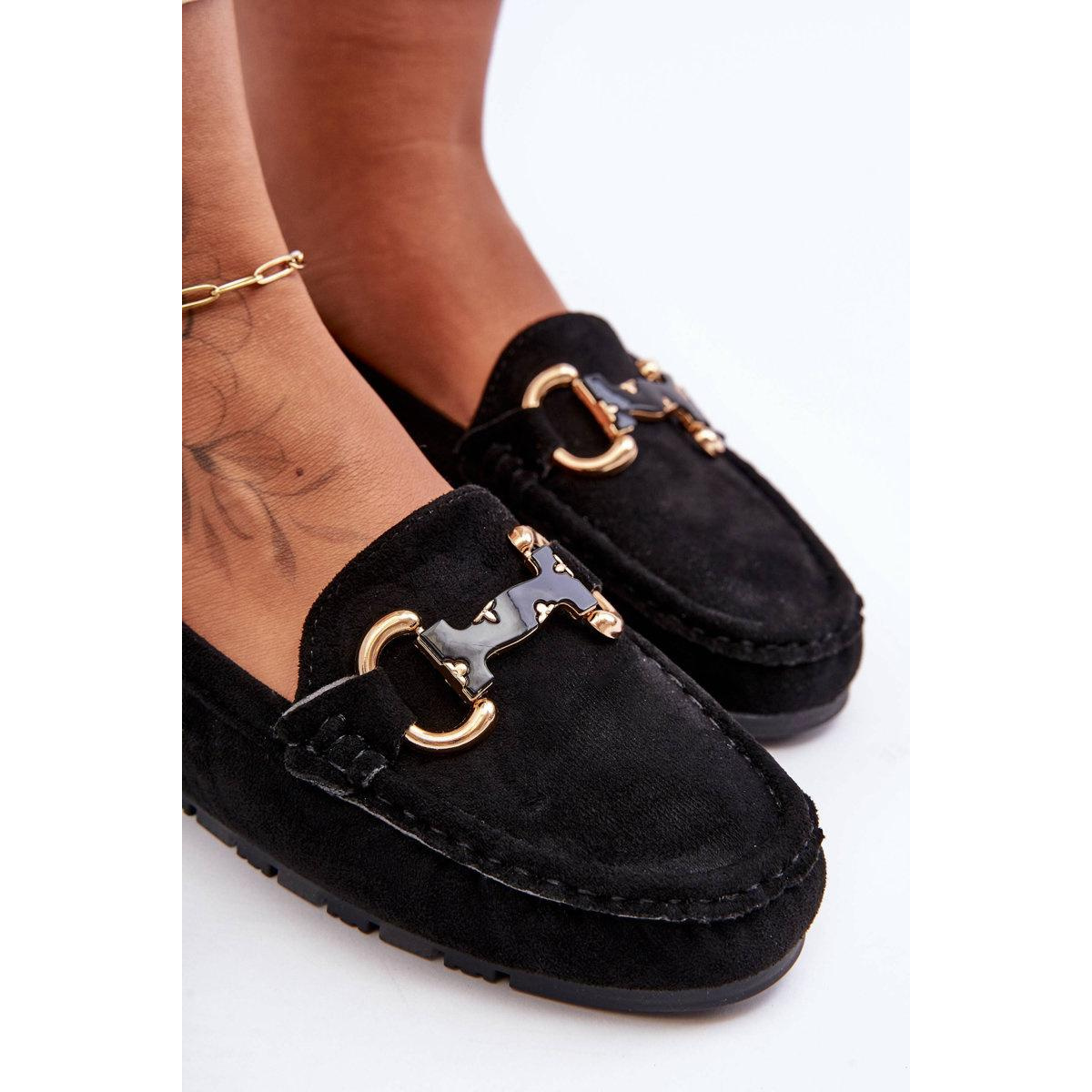 Dámske semišové mokasíny s ornamentom Black Dionira - Čierna