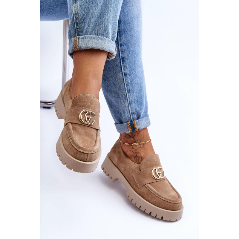 Dámske semišové topánky s dekoráciou Beige Rosefalls - Béžová