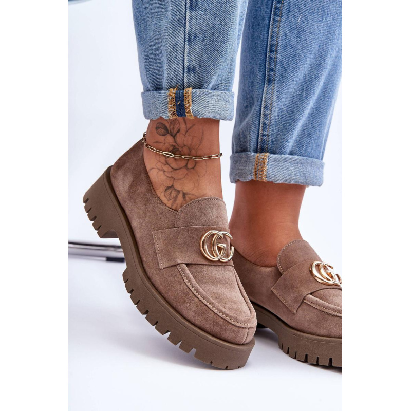 Dámske semišové topánky s dekoráciou tmavé béžové Rosefalls - Béžová