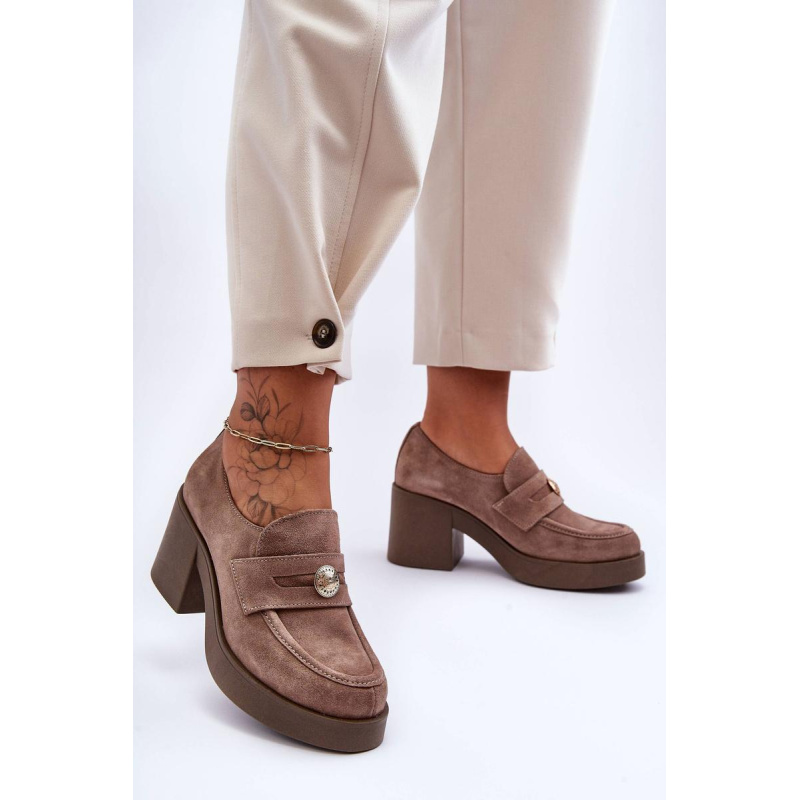Dámske semišové topánky na Post Beige lemar Dunadia - Béžová