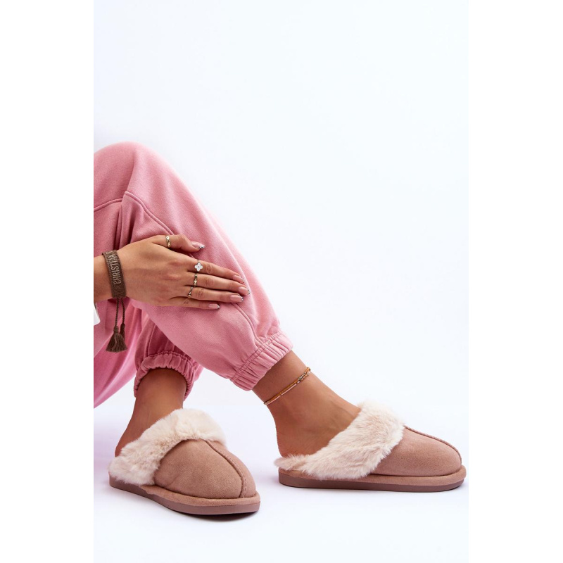Dámske papuče patričky s kožušinou béžou Pinky - Béžová