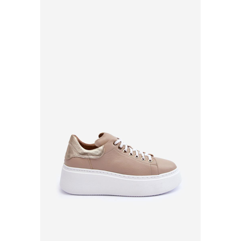 Dámske kožené športové topánky na platforme Beige Lemar 10150 - Béžová