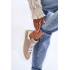 Dámske kožené športové topánky na platforme Beige Lemar 10150 - Béžová