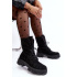 Suede Lace -up Boots Workers s kožušinou Black Frendo - Čierna