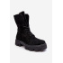 Suede Lace -up Boots Workers s kožušinou Black Frendo - Čierna