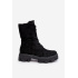 Suede Lace -up Boots Workers s kožušinou Black Frendo - Čierna