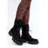 Suede Lace -up Boots Workers s kožušinou Black Frendo - Čierna