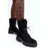 Suede Lace -up Boots Workers s kožušinou Black Frendo - Čierna