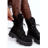 Suede Lace -up Boots Workers s kožušinou Black Frendo - Čierna