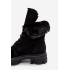Suede Lace -up Boots Workers s kožušinou Black Frendo - Čierna