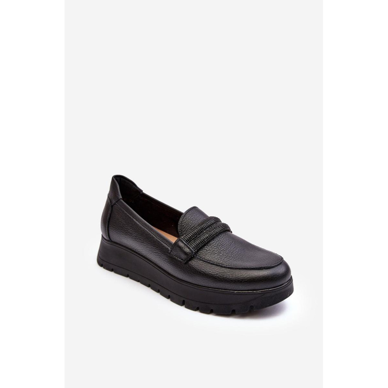 Kožené topánky na plošine s ornamentom Black Lehira - Čierna