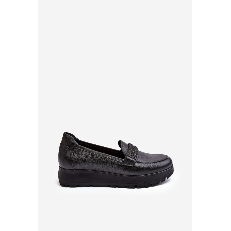Kožené topánky na plošine s ornamentom Black Lehira - Čierna