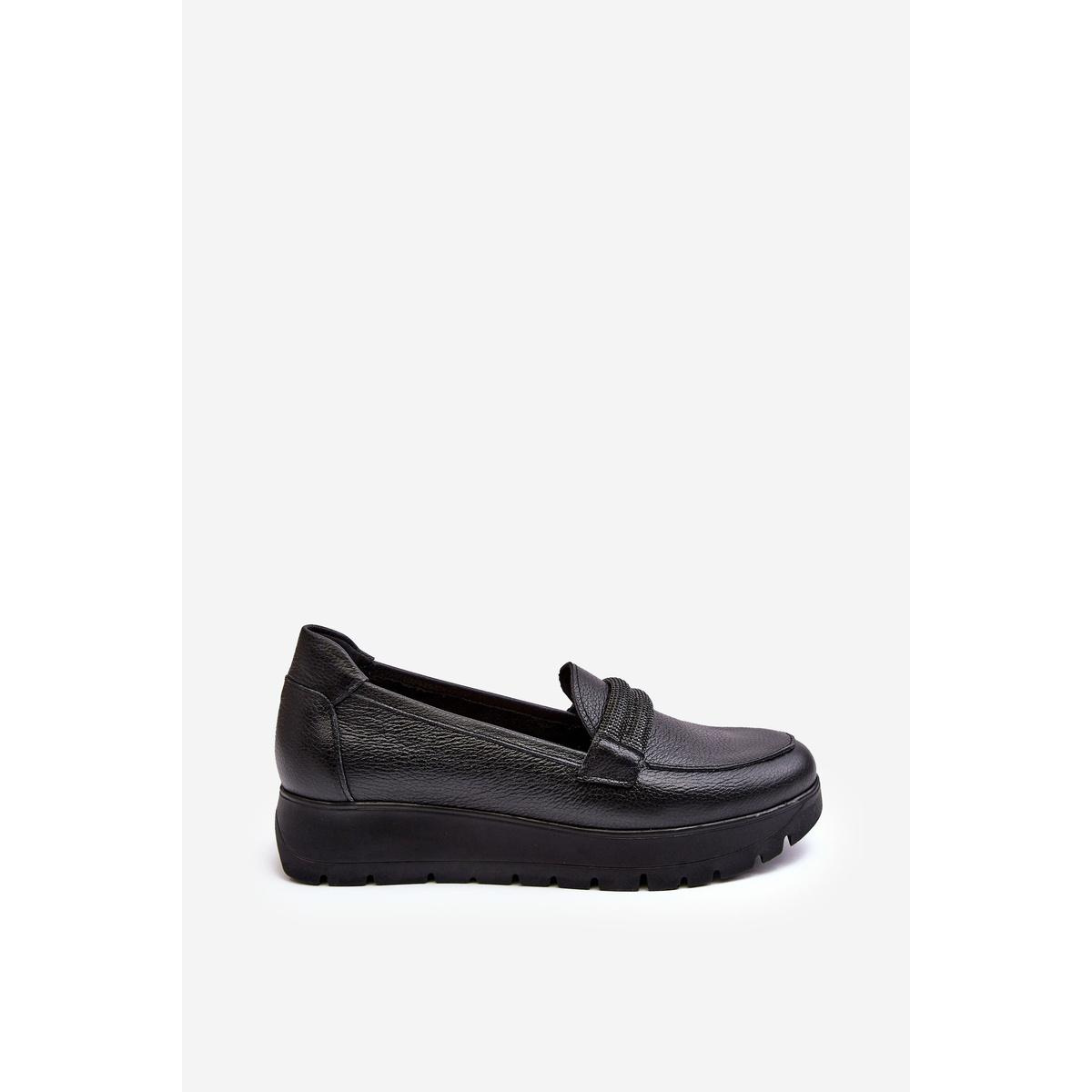 Kožené topánky na plošine s ornamentom Black Lehira - Čierna