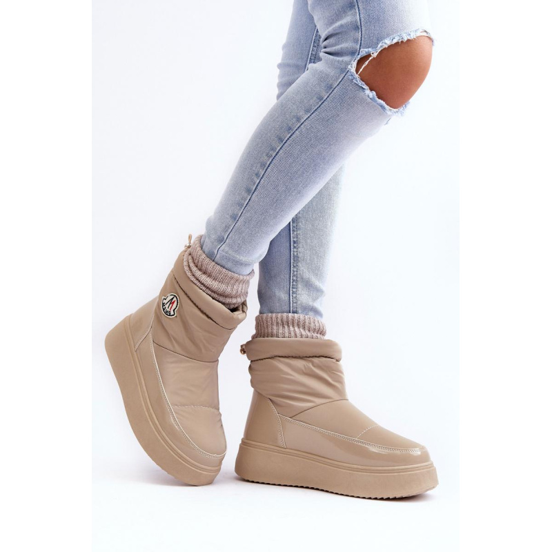 Vkĺzol dámske snehové topánky na platforme Beige Gattea - Béžová