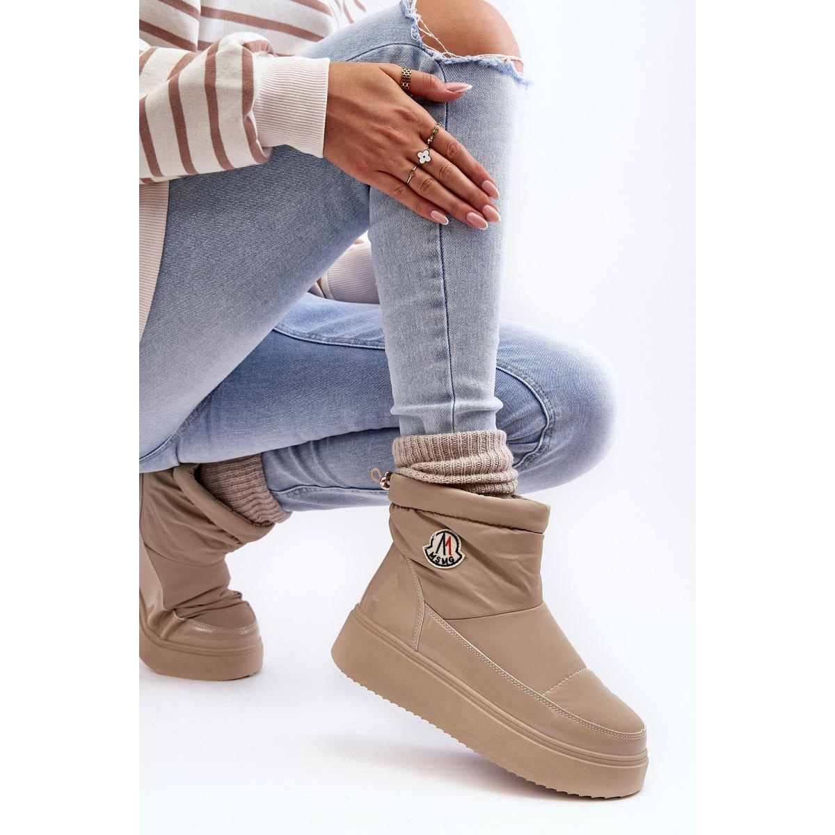 Vkĺzol dámske snehové topánky na platforme Beige Gattea - Béžová