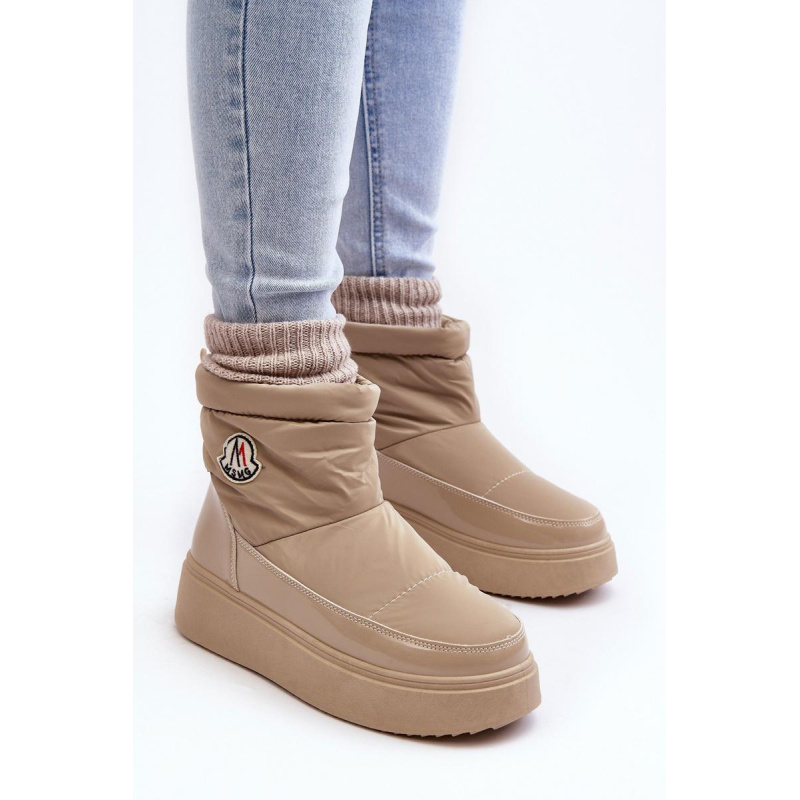 Vkĺzol dámske snehové topánky na platforme Beige Gattea - Béžová