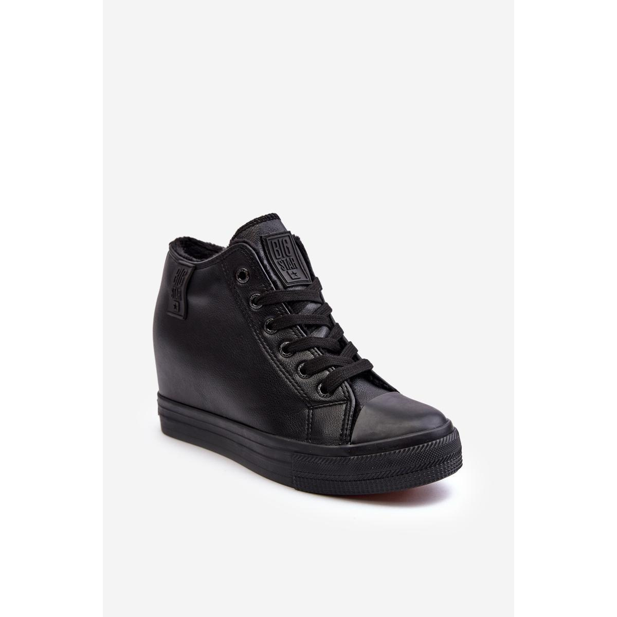 Dámske kožené tenisky na Big Star MM274001 Black Wedge - Čierna