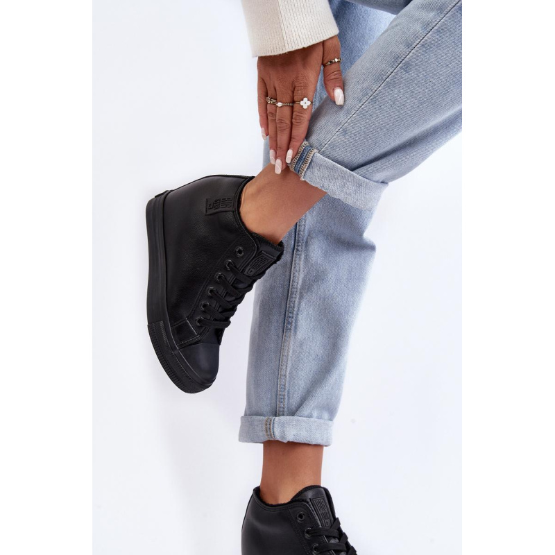 Dámske kožené tenisky na Big Star MM274001 Black Wedge - Čierna