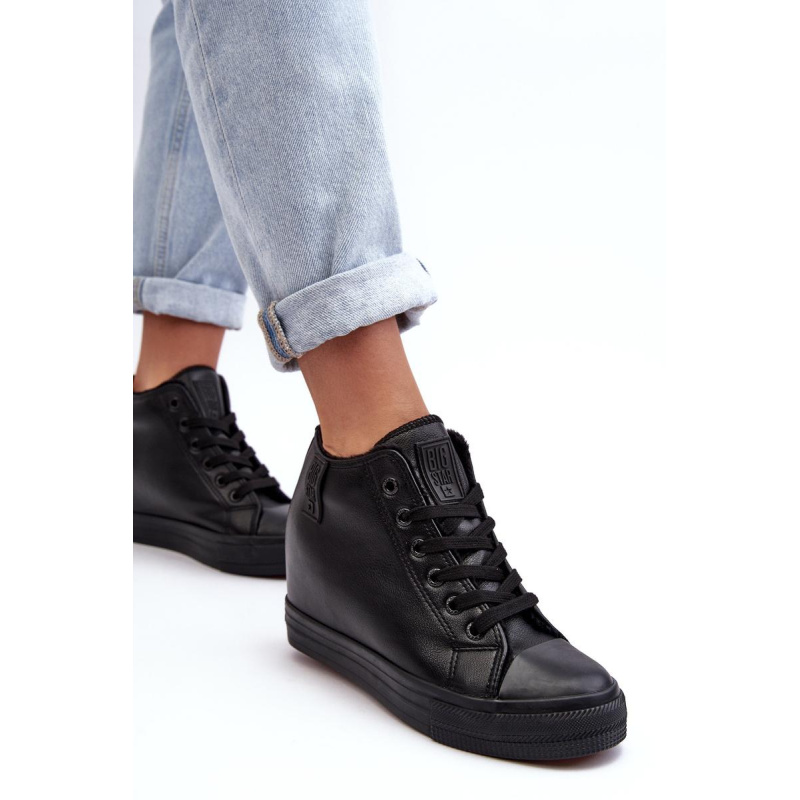Dámske kožené tenisky na Big Star MM274001 Black Wedge - Čierna