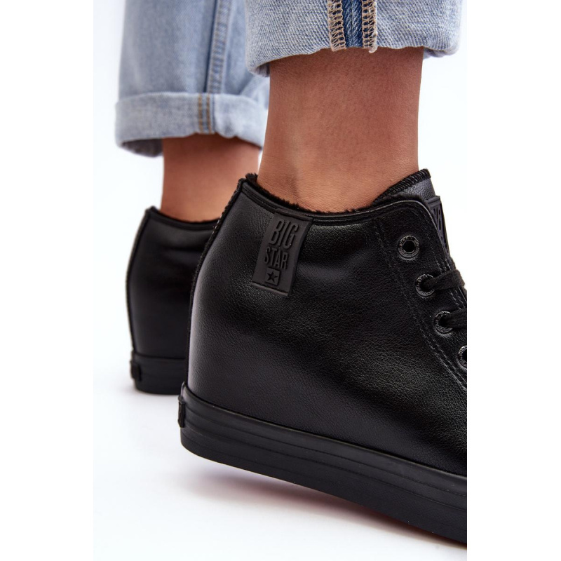 Dámske kožené tenisky na Big Star MM274001 Black Wedge - Čierna