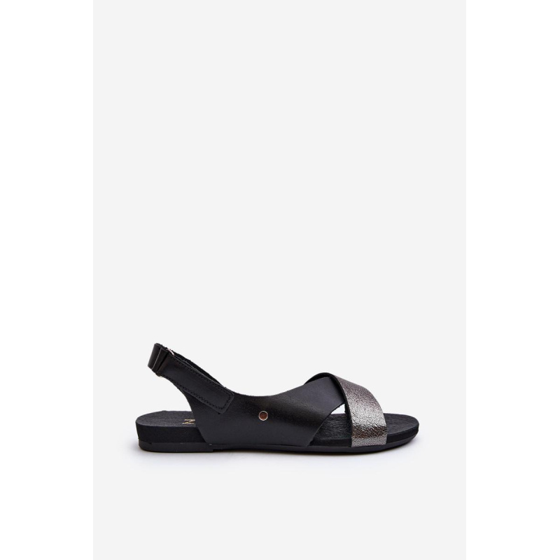 Zazoo 40141 Kožené Sandále Na Suchý Zips Čierne - Čierna