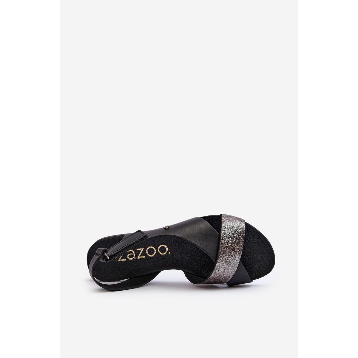 Zazoo 40141 Kožené Sandále Na Suchý Zips Čierne - Čierna