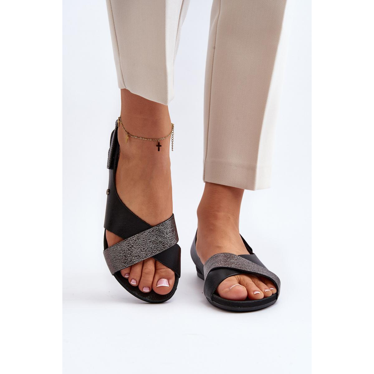 Zazoo 40141 Kožené Sandále Na Suchý Zips Čierne - Čierna