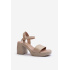 Zazoo 40386 Dámske kožené sandále na podpätku Beige - Béžová