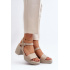 Zazoo 40386 Dámske kožené sandále na podpätku Beige - Béžová