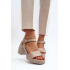 Zazoo 40386 Dámske kožené sandále na podpätku Beige - Béžová