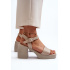 Zazoo 40386 Dámske kožené sandále na podpätku Beige - Béžová