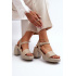 Zazoo 40386 Dámske kožené sandále na podpätku Beige - Béžová