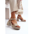 Zazoo 40386 Dámske kožené sandále na podpätku Beige - Béžová