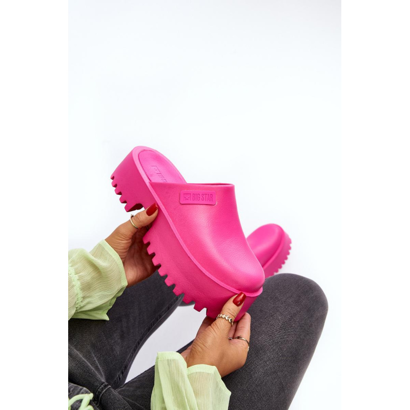 Dámske šľapky s masívnou podrážkou Big Star NN274019 Fuksia - Odtiene ružovej