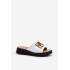 Dámska kožená platforma Flip -flops s dekoráciou béžová monroe - Biela