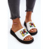 Dámska kožená platforma Flip -flops s dekoráciou béžová monroe - Biela