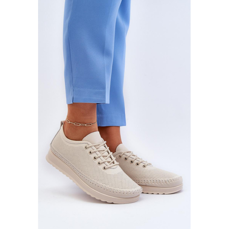 Kožené Športové Dámske Tenisky Beige Lalnai - Béžová