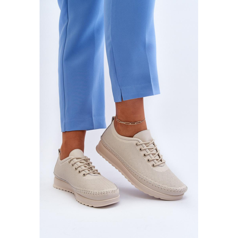 Kožené Športové Dámske Tenisky Beige Lalnai - Béžová