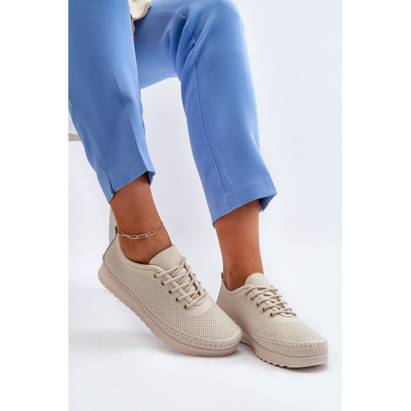 Kožené Športové Dámske Tenisky Beige Lalnai - Béžová