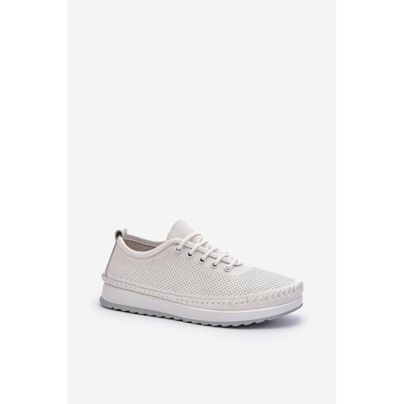 Kožené Športové Dámske Tenisky Beige Lalnai - Biela