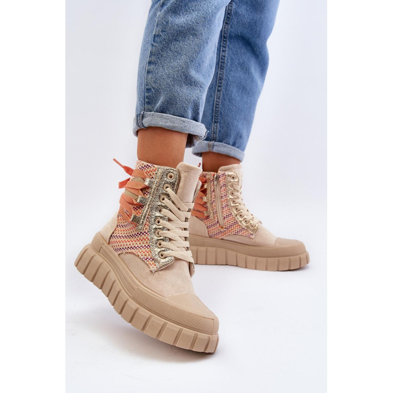 Suene vysoké tenisky, beige eleamia - Béžová