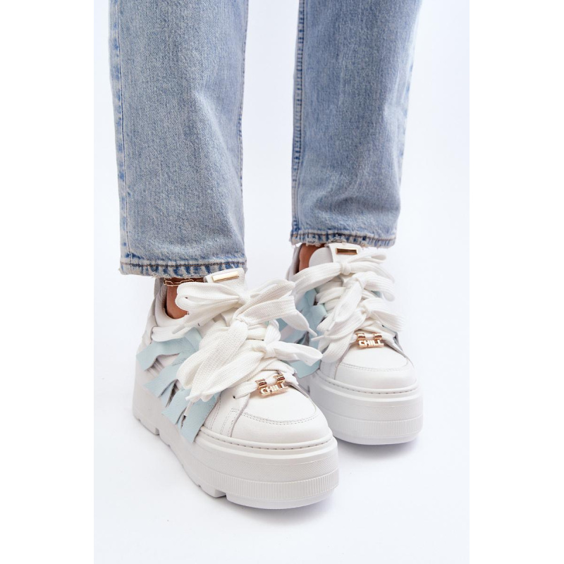 Sneakersy S Hrúbkou Podrážky Na Modrej Platforme Zazoo 2F-7033 - Modrá