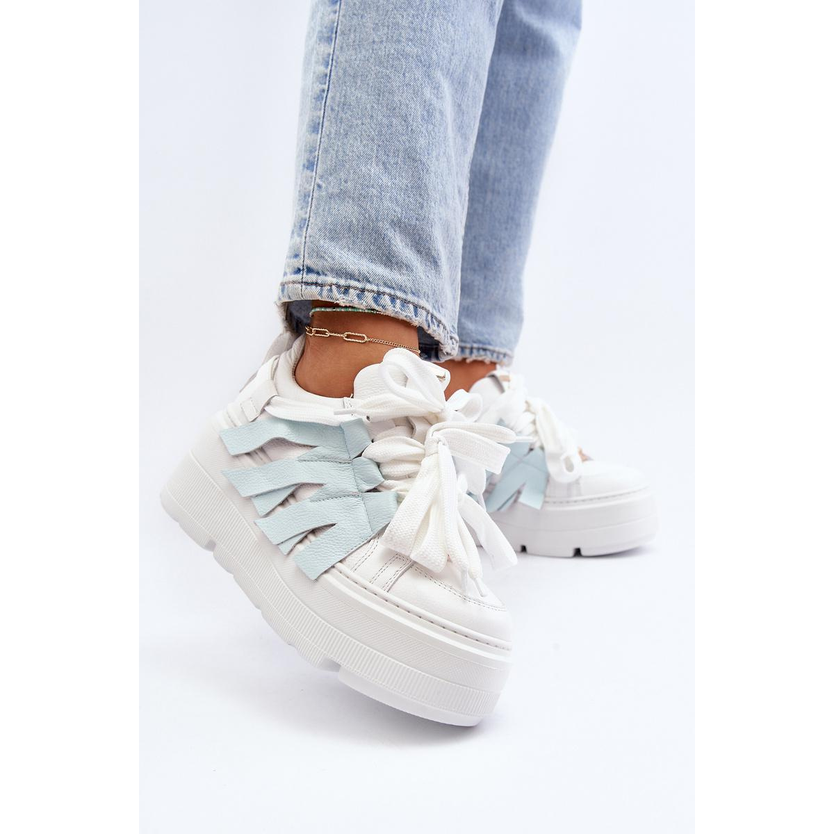 Sneakersy S Hrúbkou Podrážky Na Modrej Platforme Zazoo 2F-7033 - Modrá